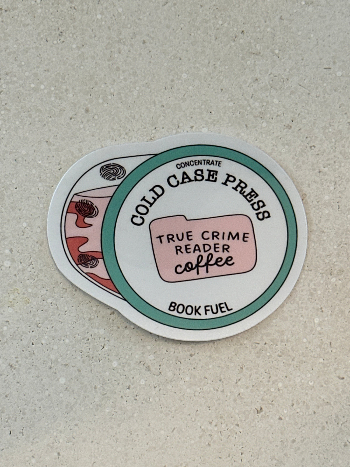 True Crime Reader Coffee Pod - Sticker