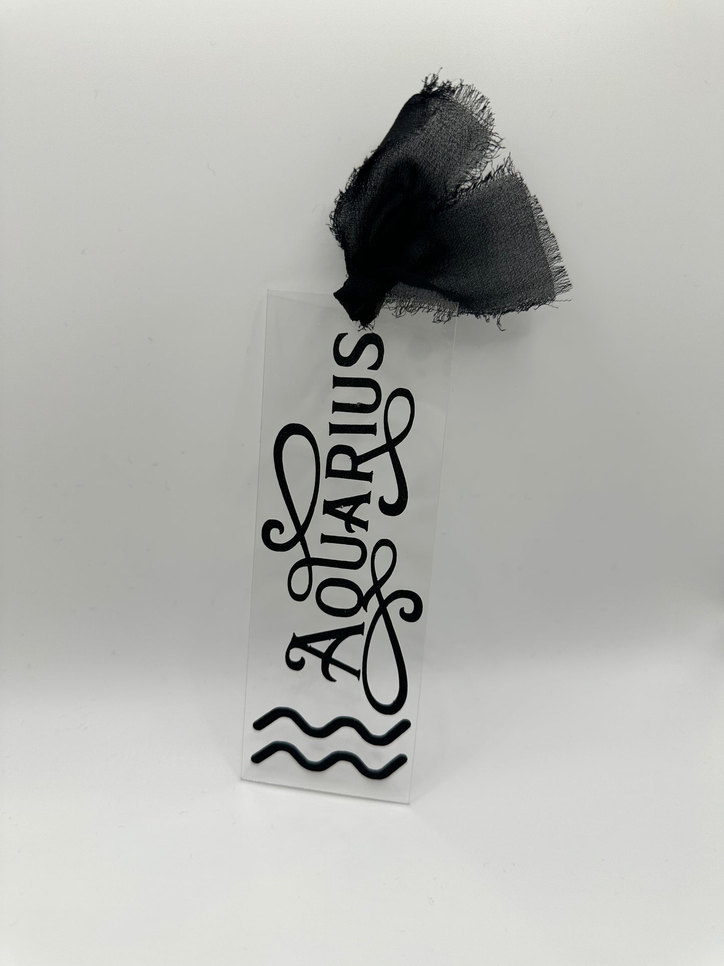 Zodiac - Aquarius - Acrylic Bookmark (Black Glitter)
