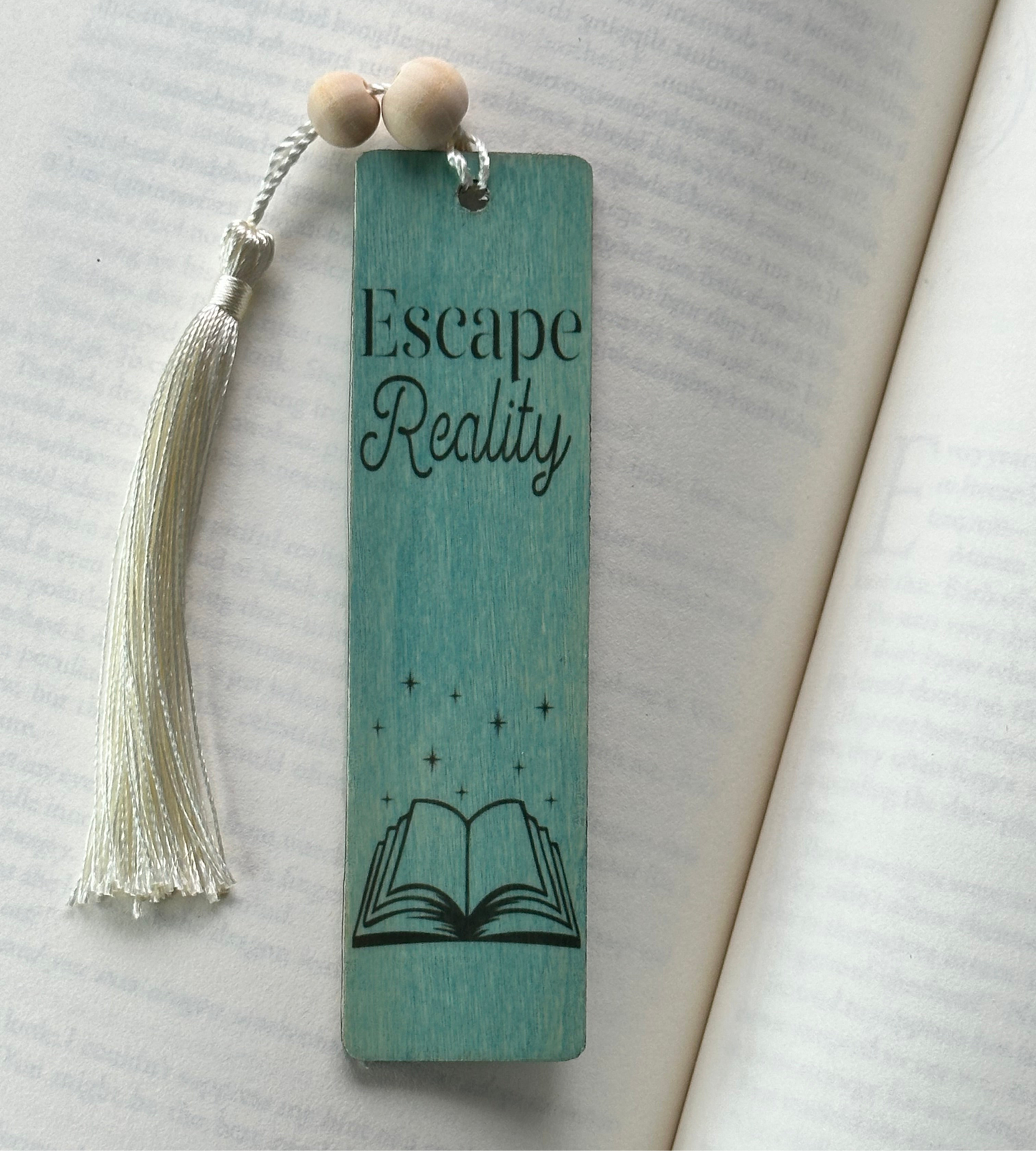 Escape Reality - Wood Bookmark - (Antique Aqua)