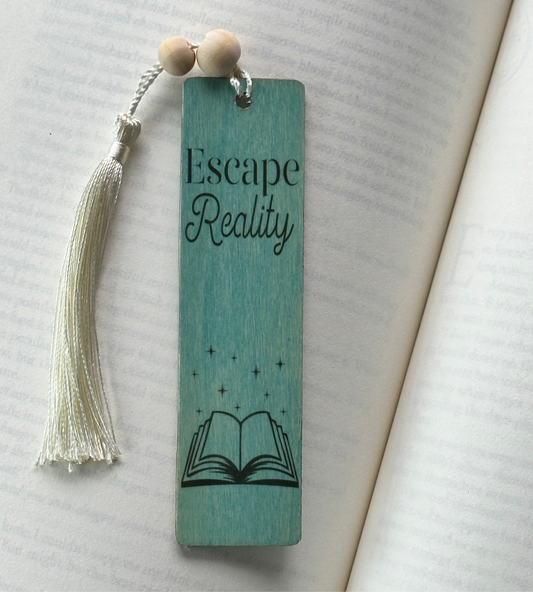 Escape Reality - Wood Bookmark - (Antique Aqua)