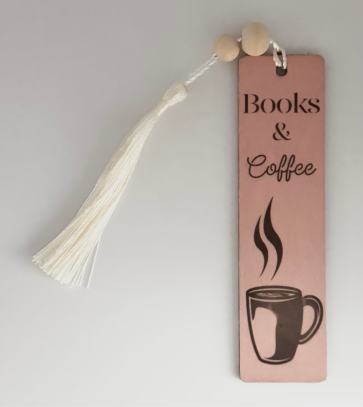 Books & Coffee - Wood Bookmark - (Rose)