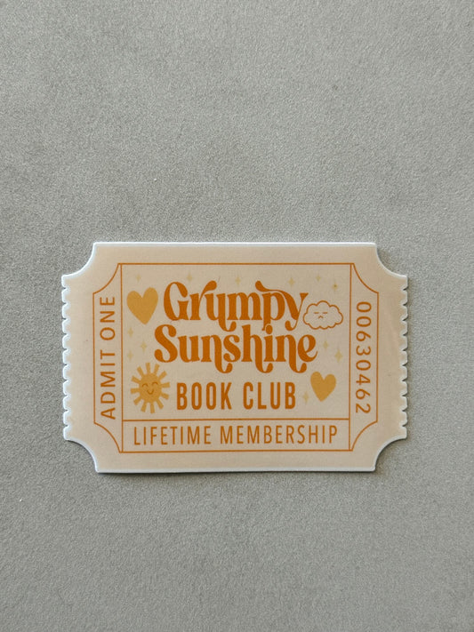 Grumpy Sunshine Book Club Ticket - Sticker