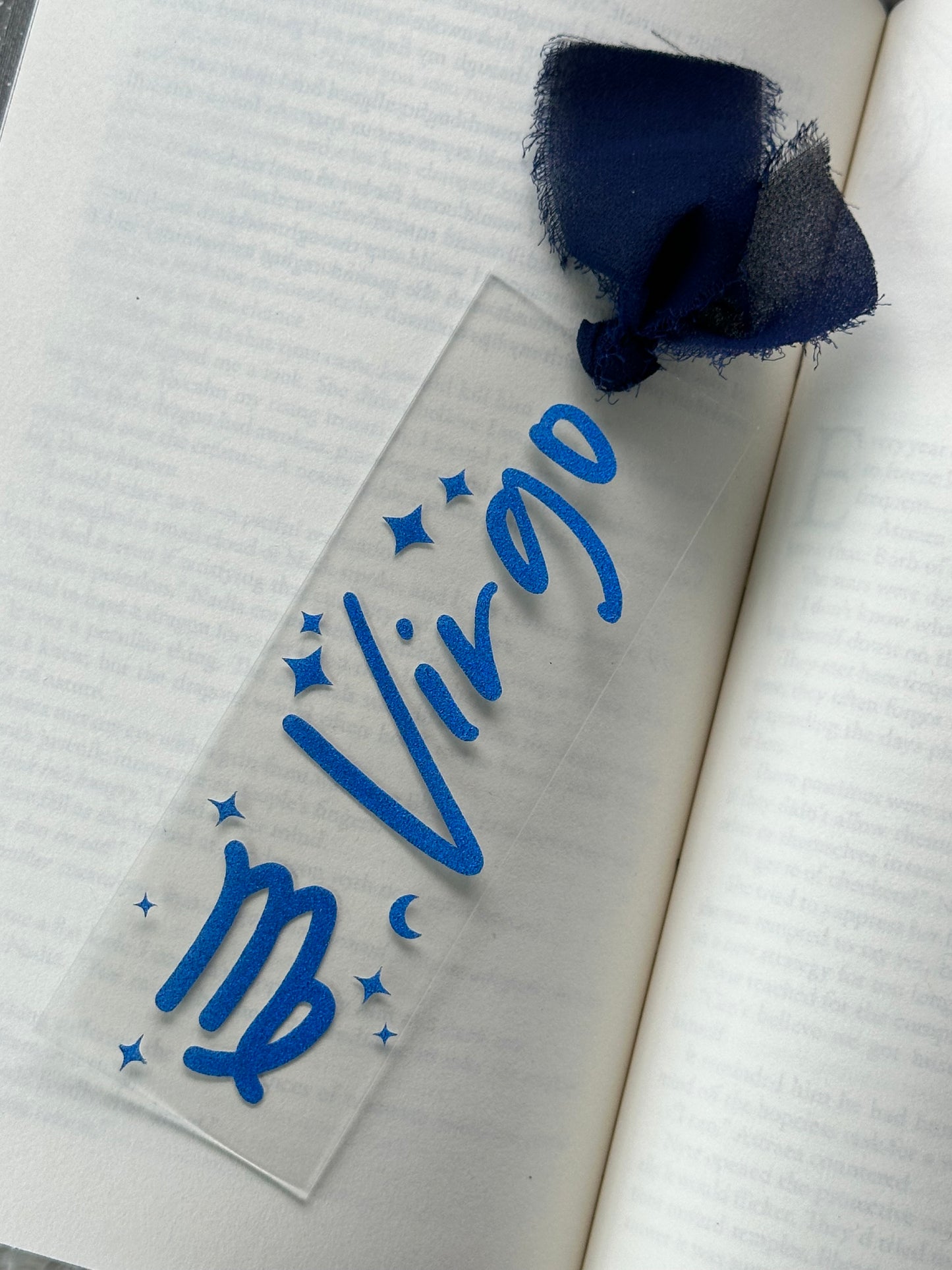 Zodiac - Virgo - Acrylic Bookmark (Blue Glitter)