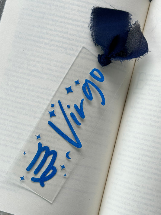 Zodiac - Virgo - Acrylic Bookmark (Blue Glitter)