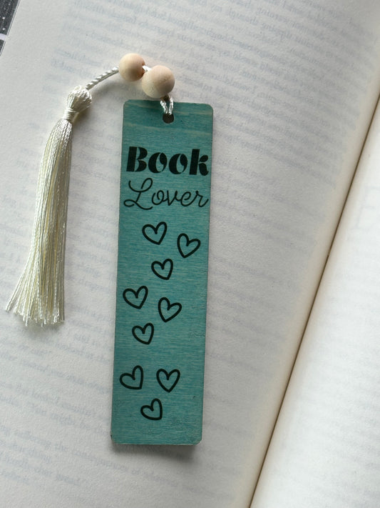 Book Lover - Wood Bookmark - (Antique Aqua)