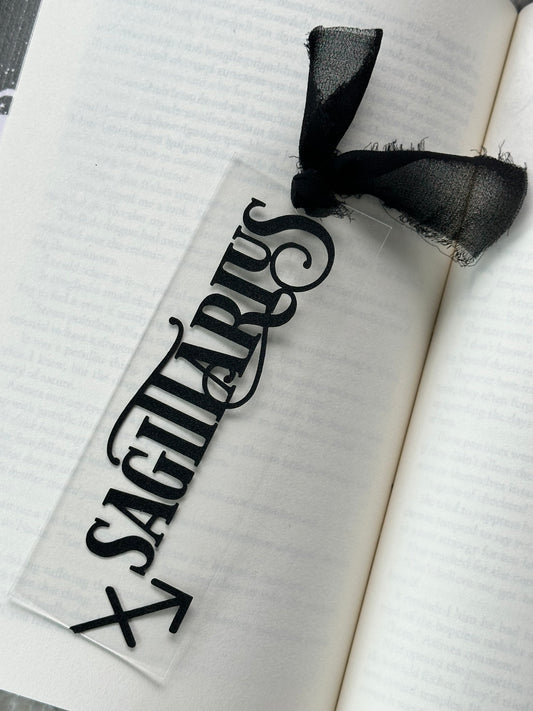 Zodiac - Sagittarius - Acrylic Bookmark (Black Glitter)