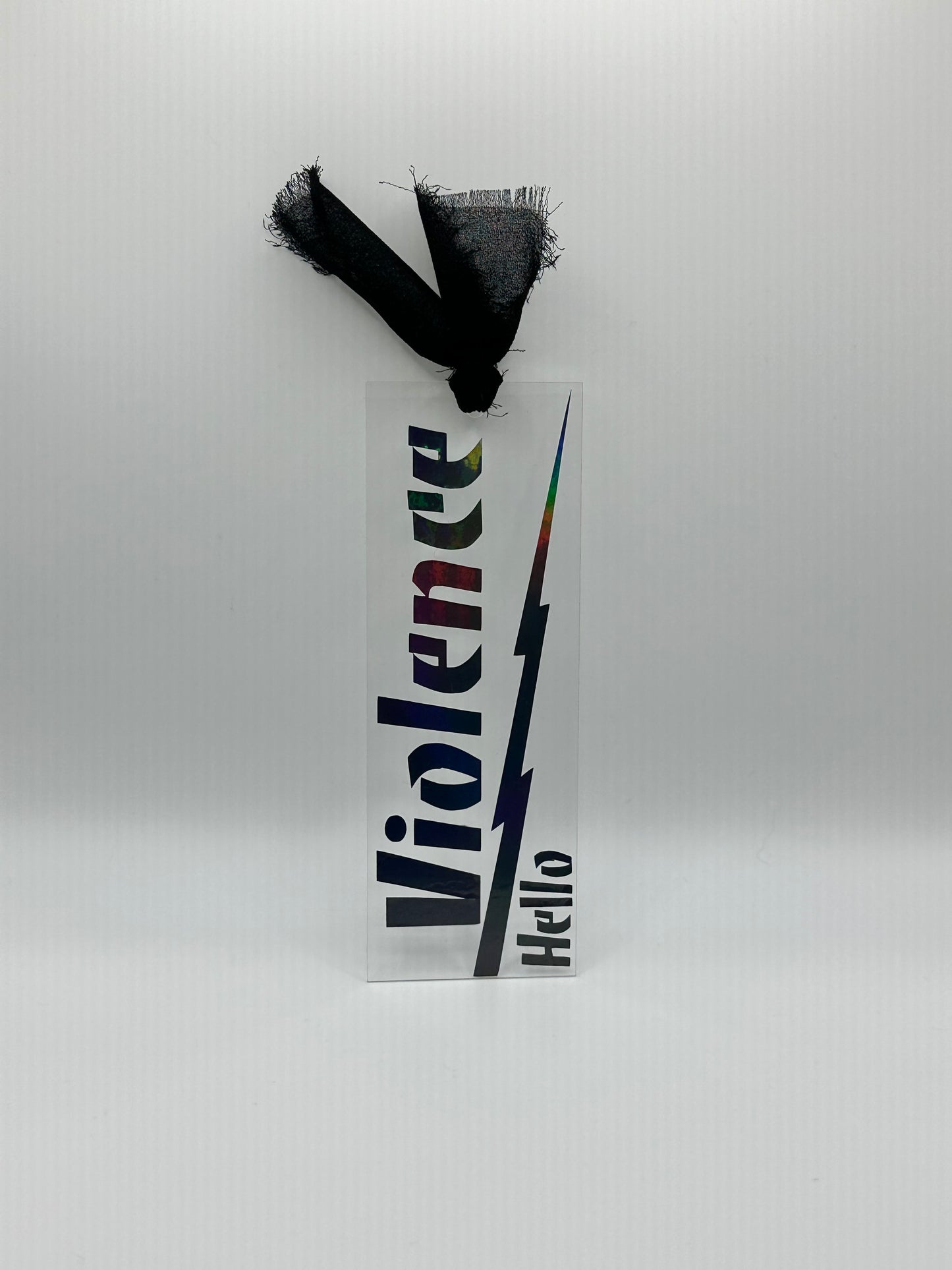 Hello Violence (Black Holographic) - Acrylic Bookmark