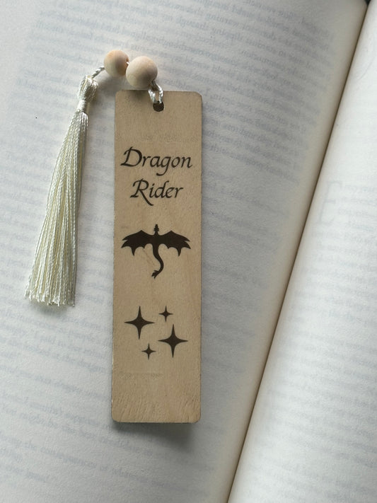 Dragon Rider - Wood Bookmark - (Linen)