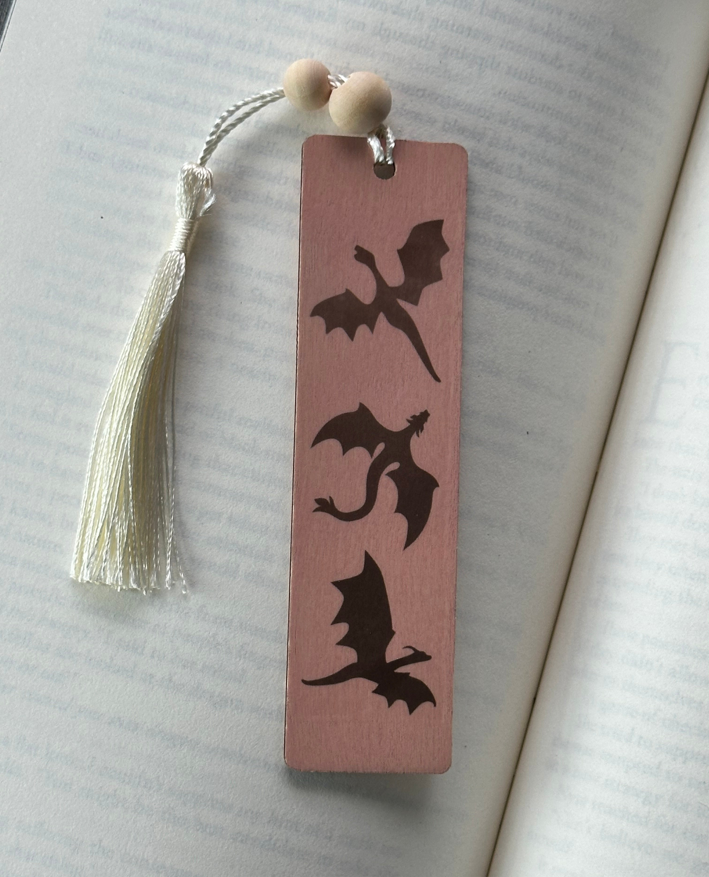 Dragons - Wood Bookmark - (Rose)