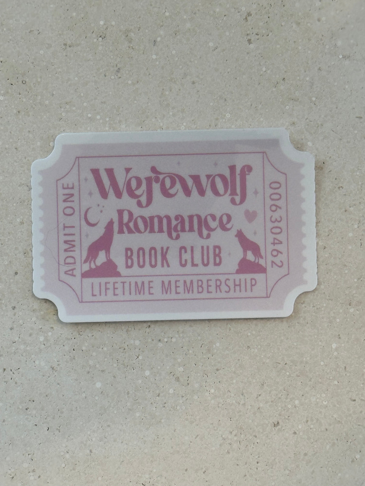 Werewolf Romance Book Club Trope Ticket - Sticker