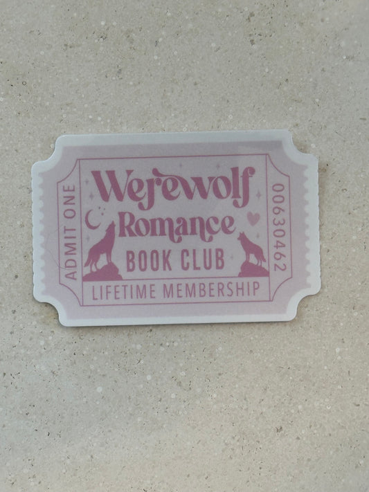 Werewolf Romance Book Club Trope Ticket - Sticker