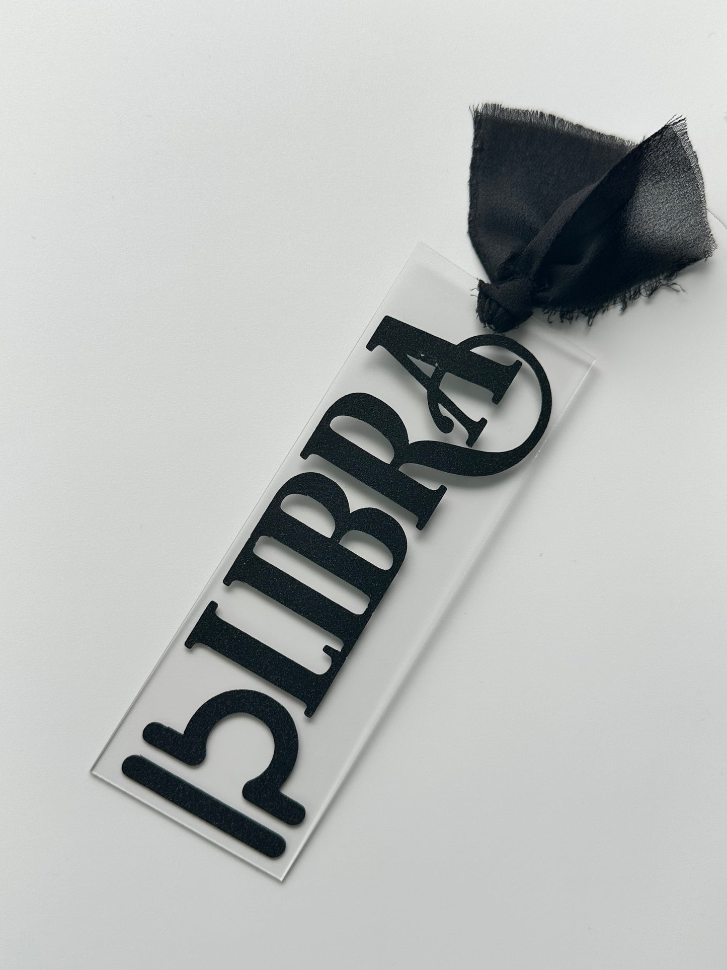 Zodiac - Libra - Acrylic Bookmark (Black Glitter)