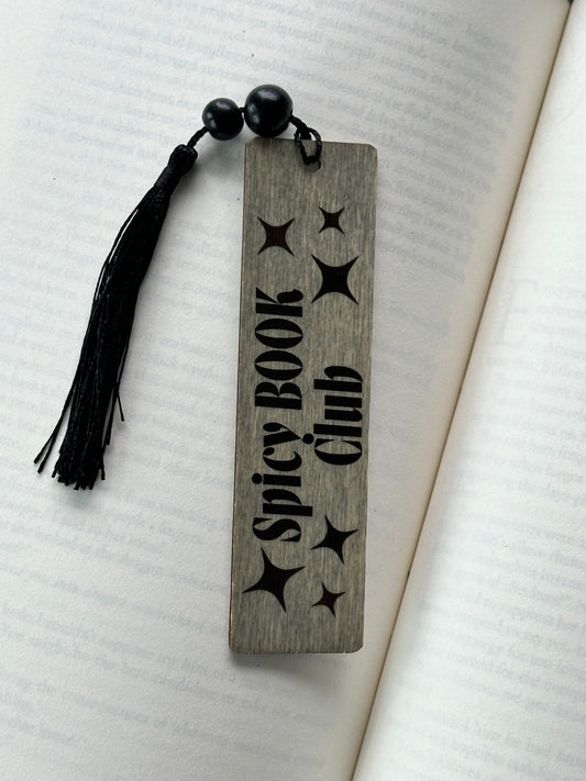 Spicy Book Club - Wood Bookmark - (Weathered Grey)