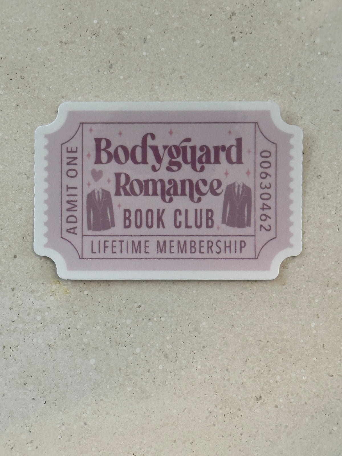 Bodyguard Romance Book Club Trope Ticket- Sticker
