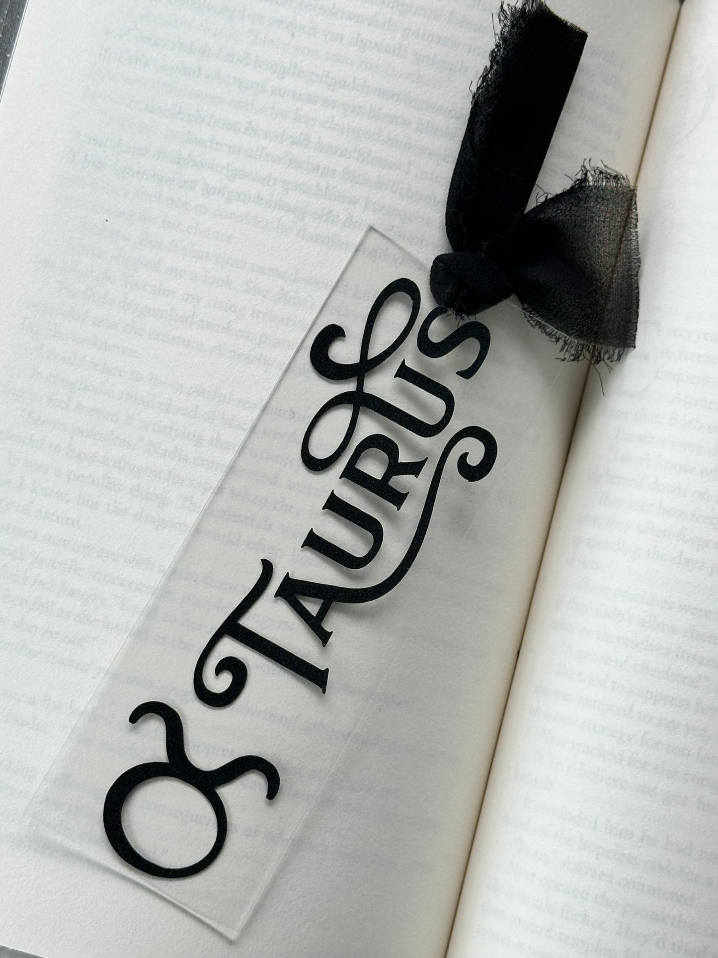 Zodiac - Taurus - Acrylic Bookmark (Black Glitter)