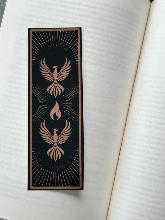 Flaming Phoenixes - Foil Bookmark - (Rose Gold)