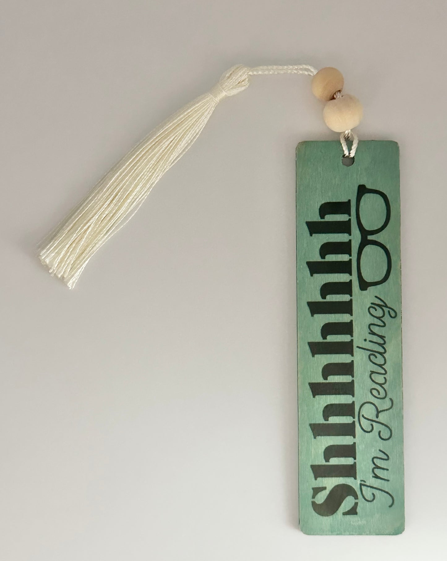Shhhhhh I’m Reading - Wood Bookmark - (Antique Aqua)