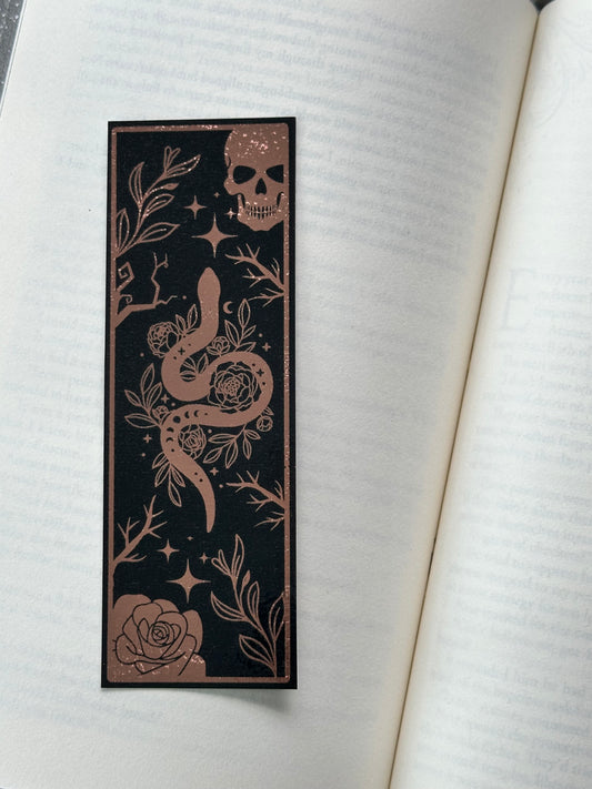 Snake & Skull - Foil Bookmark - (Rose Gold)