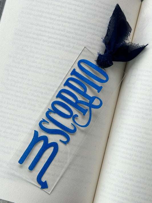 Zodiac - Scorpio - Acrylic Bookmark (Blue Glitter)
