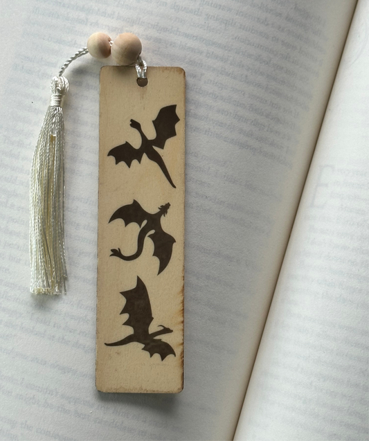 Dragons - Wood Bookmark - (Linen)