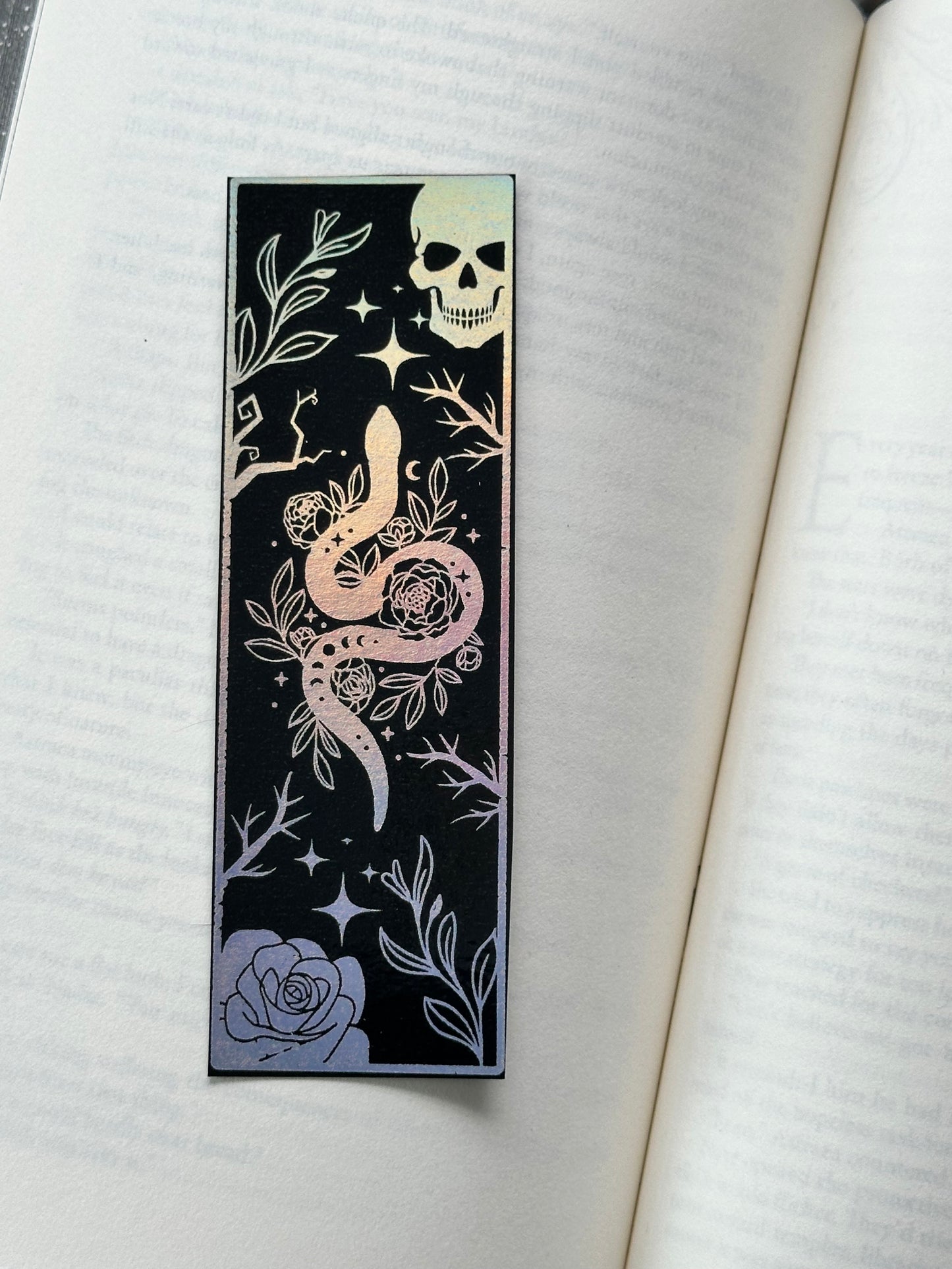 Snake & Skull - Foil Bookmark - (Silver Holographic)