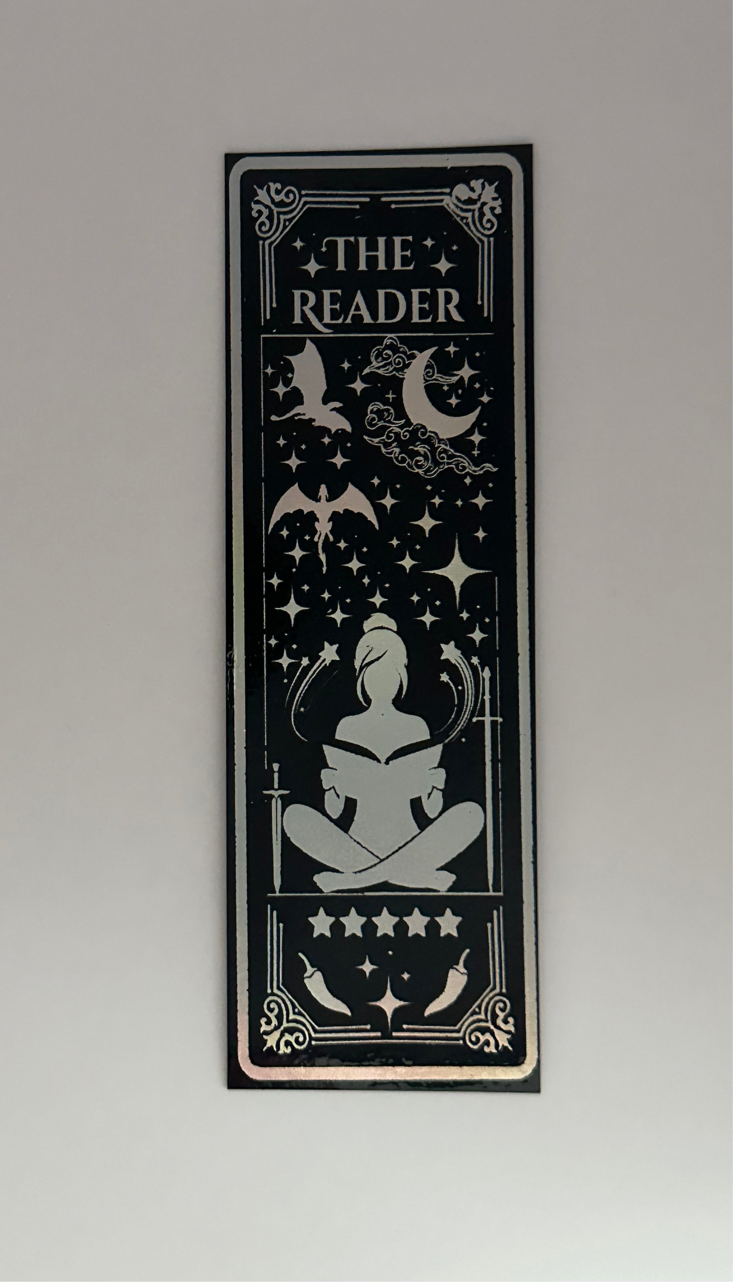 The Reader - Foil Bookmark - (Silver Holographic)