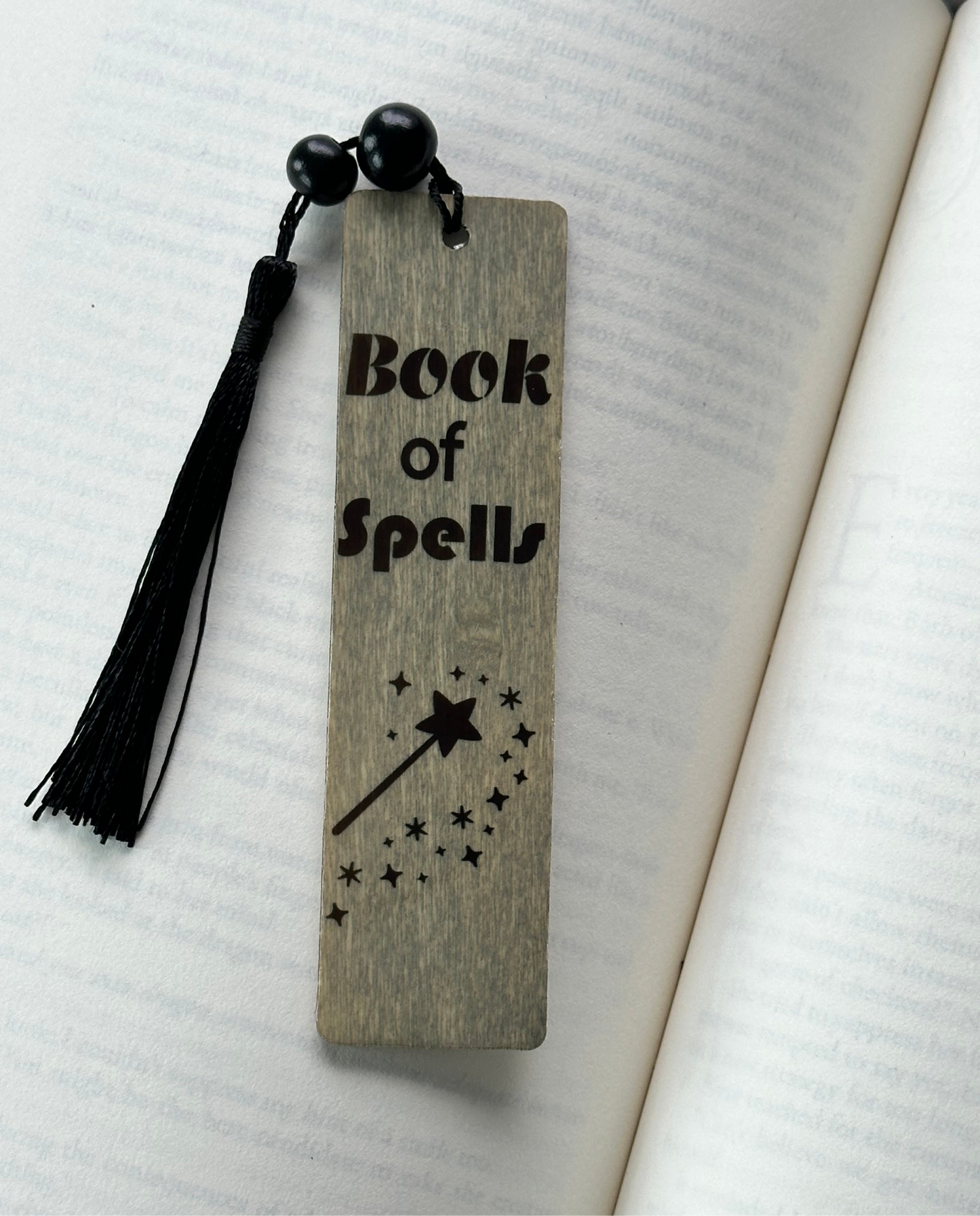 Book Of Spells - Wood Bookmark - (Weathered Grey)