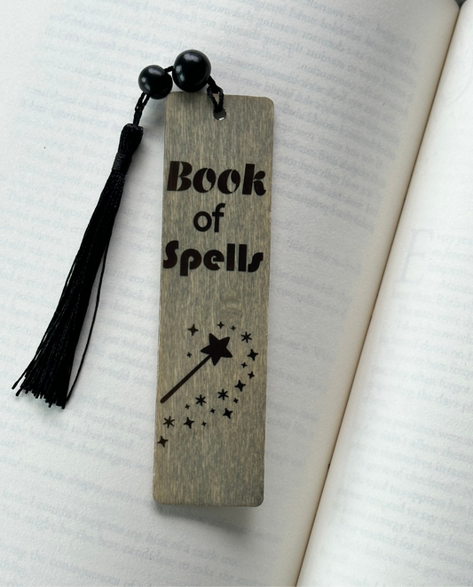 Book Of Spells - Wood Bookmark - (Weathered Grey)
