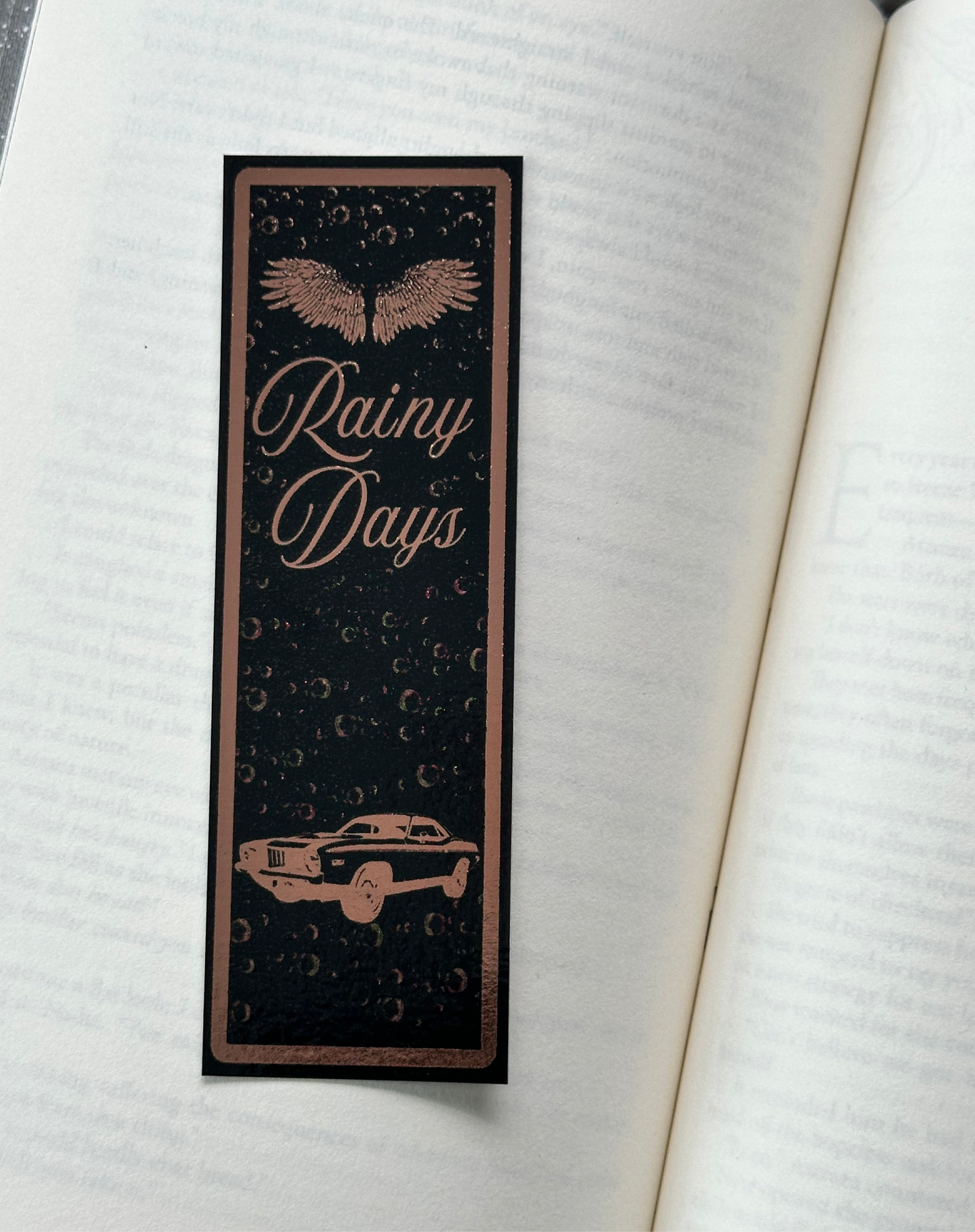 Rainy Days - Foil Bookmark - (Rose Gold)