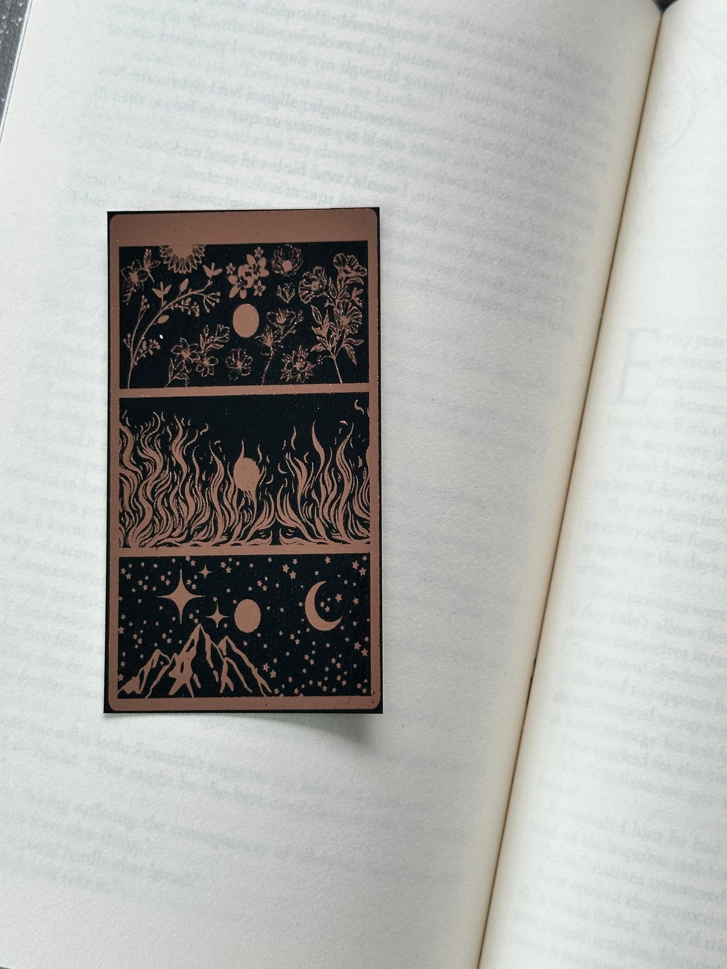 Flowers, Flames & A Night Sky - Foil Bookmark - (Rose Gold)