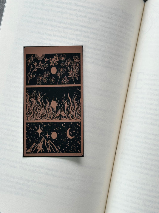 Flowers, Flames & A Night Sky - Foil Bookmark - (Rose Gold)