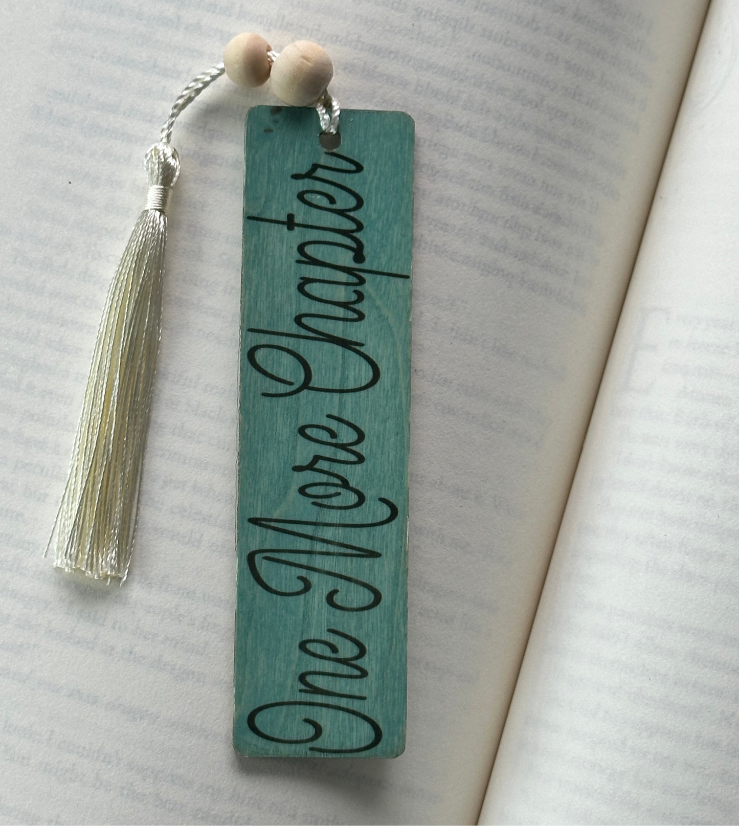 One More Chapter - Wood Bookmark - (Antique Aqua)