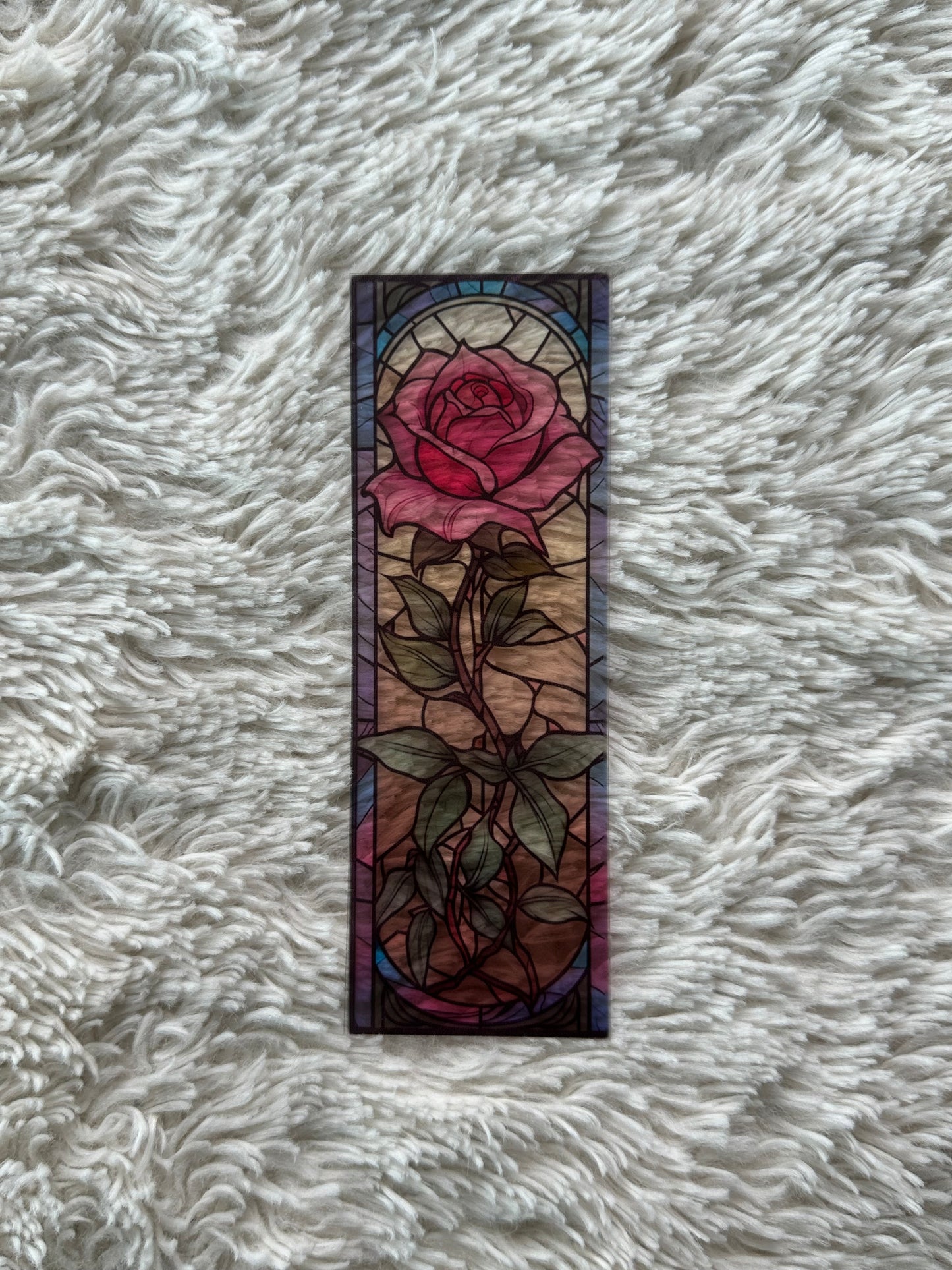 Stained Glass Style Rose - Bookmark (21)