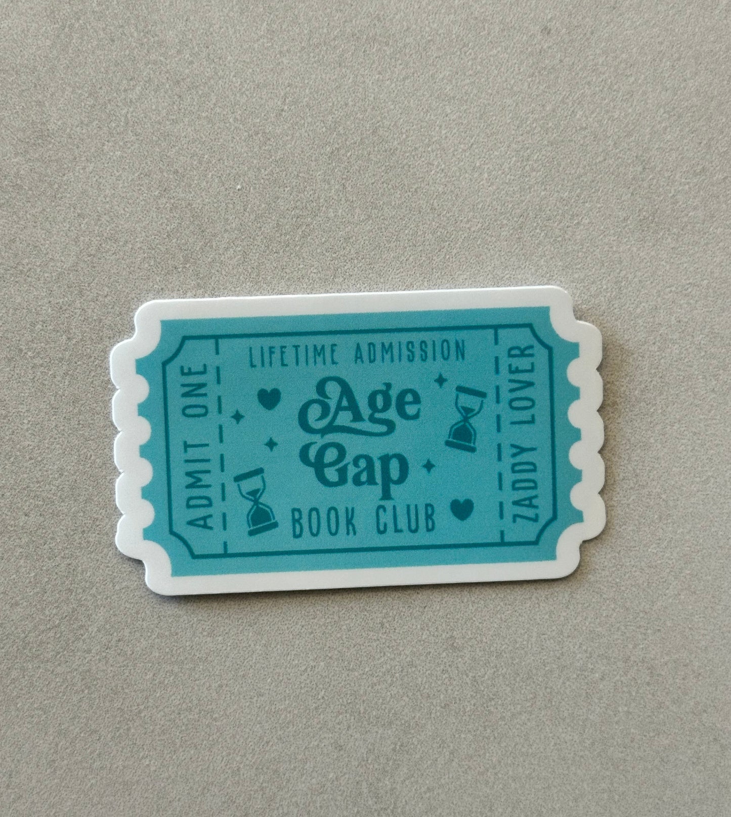 Age Gap Book Club Ticket - Dark - Sticker