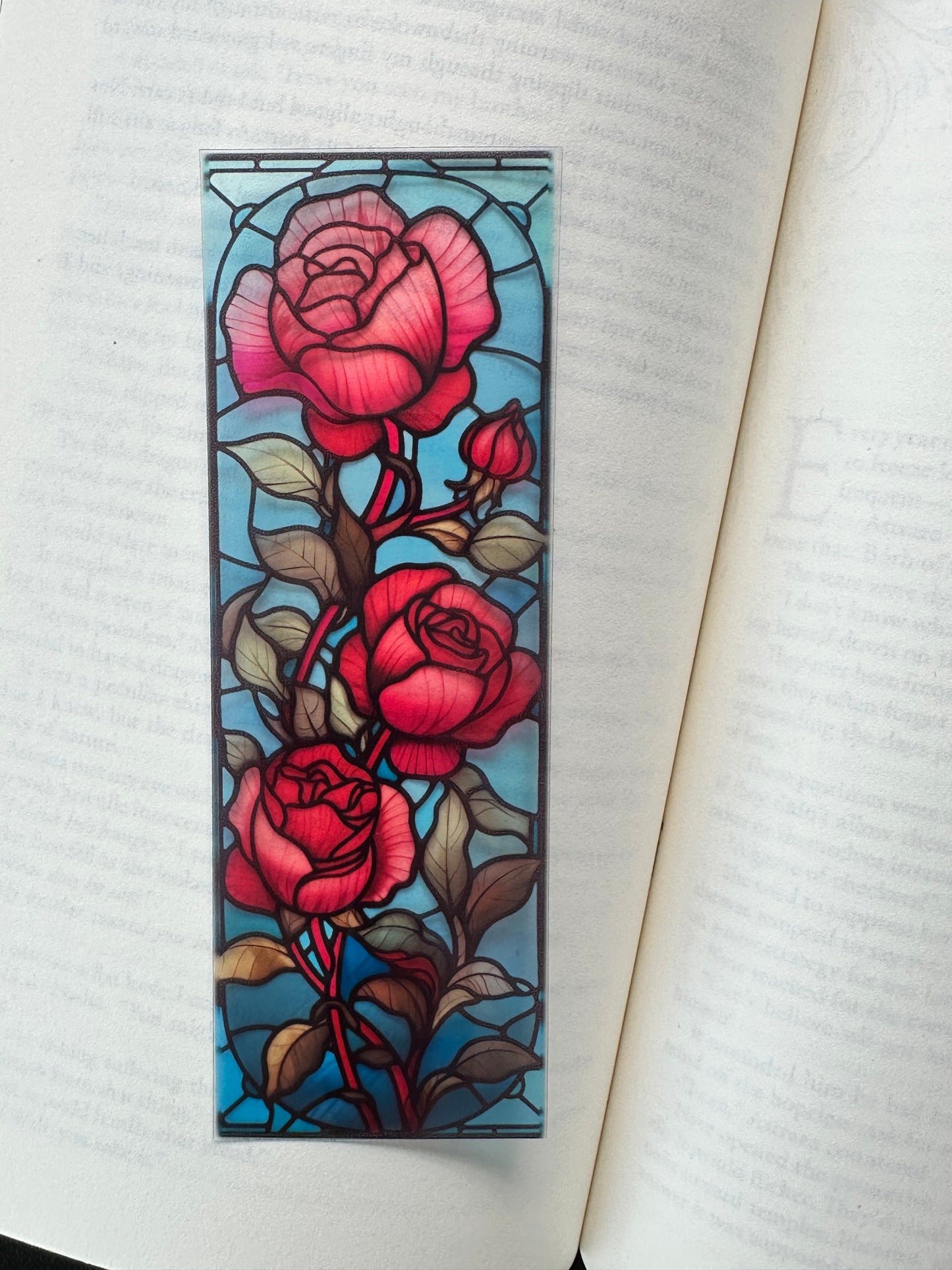Stained Glass Style Rose - Bookmark (20)