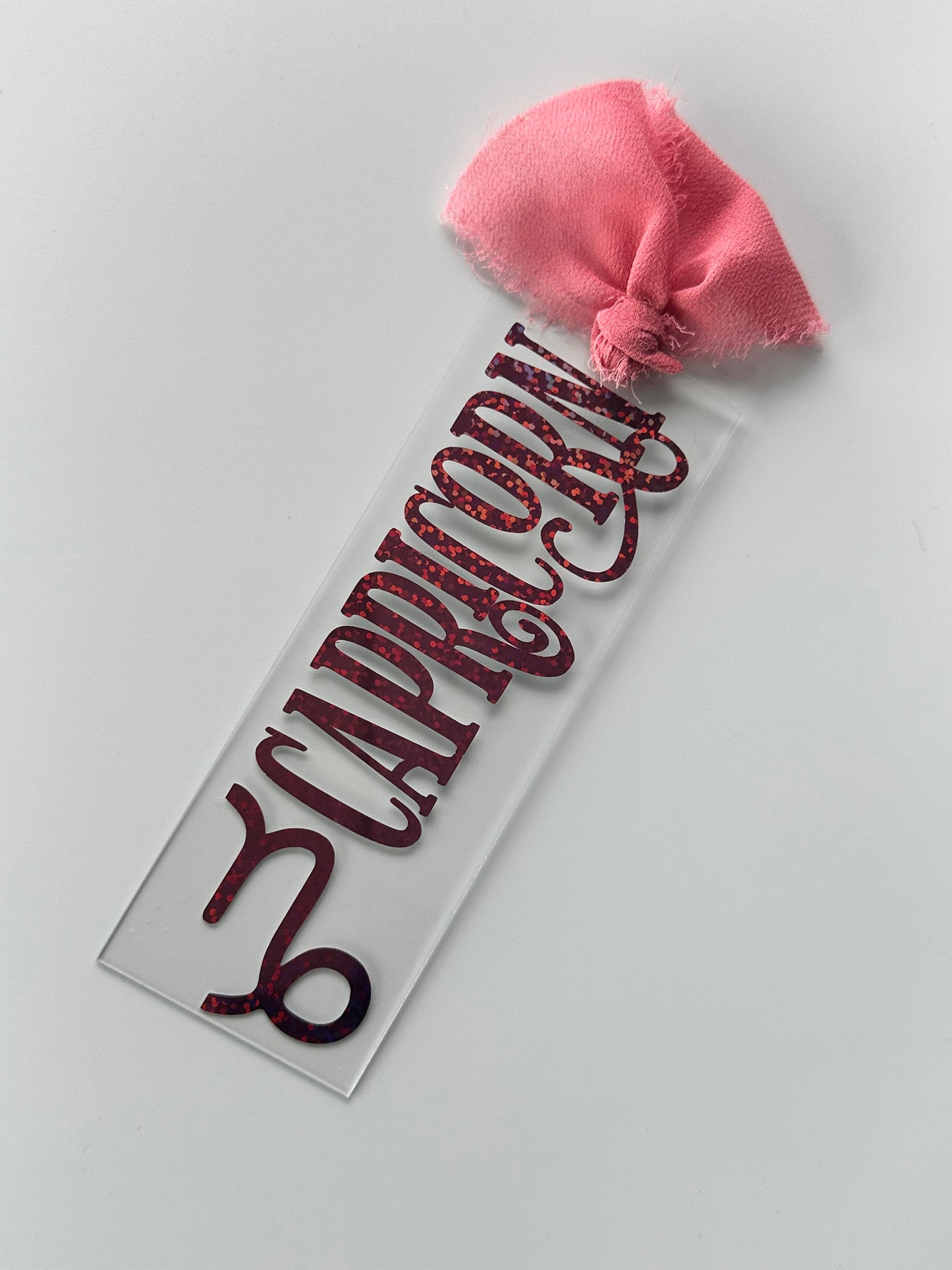 Zodiac - Capricorn - Acrylic Bookmark (Pink Holographic Glitter)