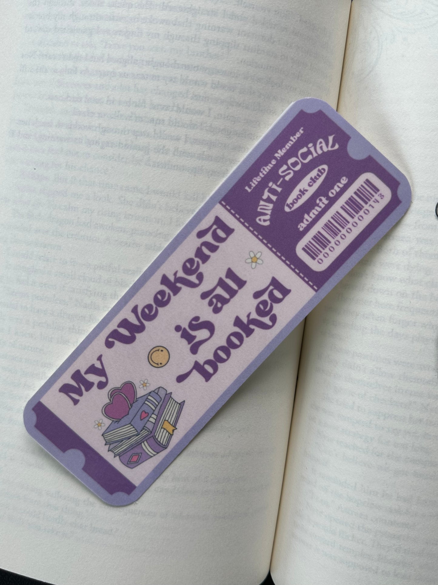 Anti Social Book Club Ticket - Bookmark (Purple)
