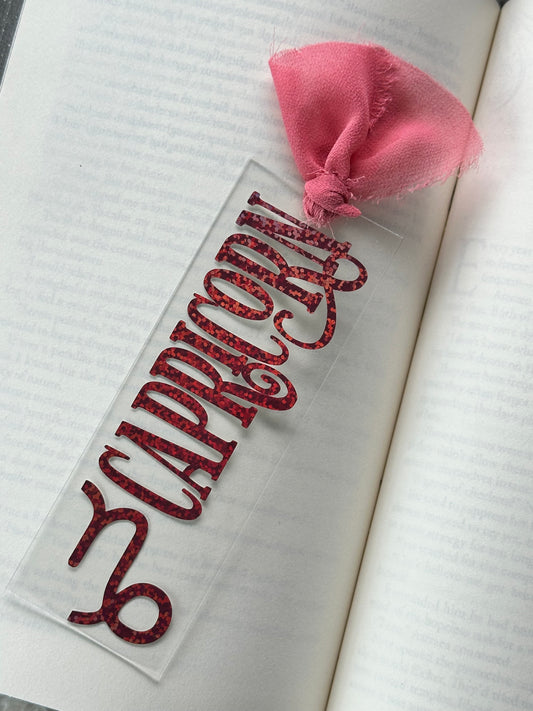 Zodiac - Capricorn - Acrylic Bookmark (Pink Holographic Glitter)