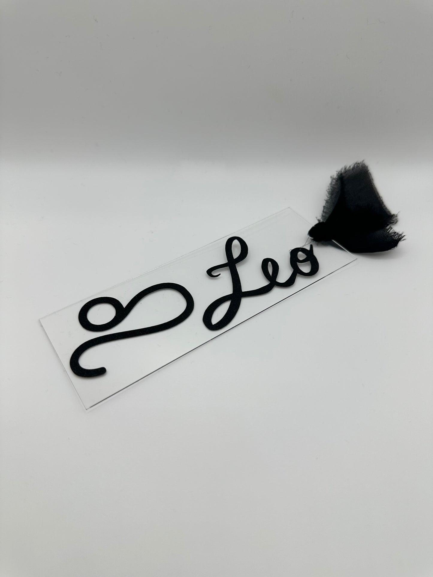 Zodiac - Leo - Acrylic Bookmark (Black Glitter)
