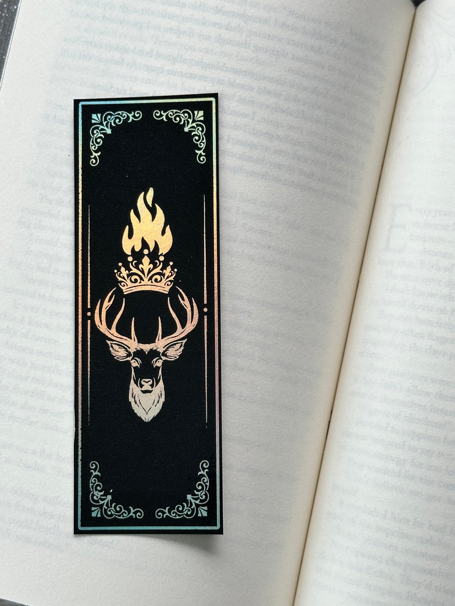Stag, Crown, Flame - Foil Bookmark - (Silver Holographic)