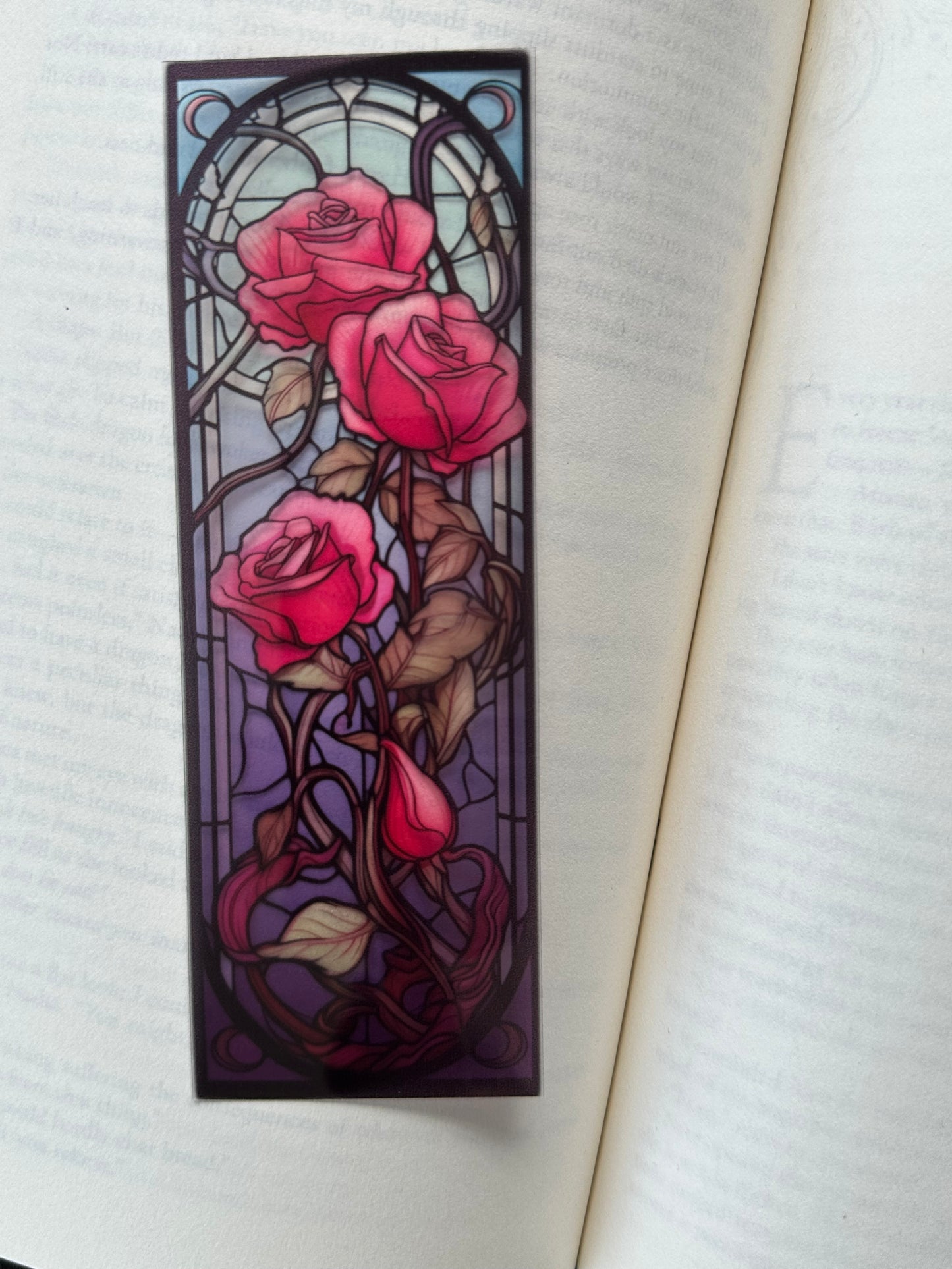 Stained Glass Style Rose - Bookmark (1)