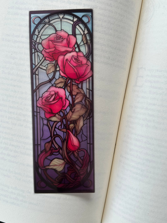 Stained Glass Style Rose - Bookmark (1)