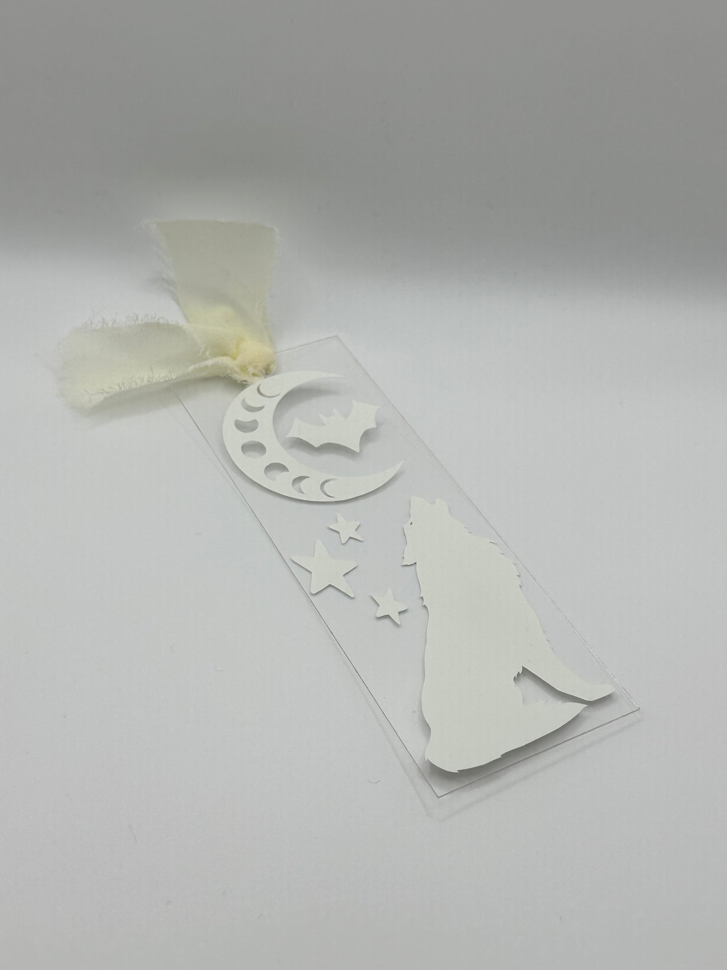 Glow In The Dark - Wolf, Moon & Stars - Acrylic Bookmark
