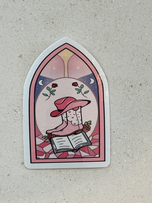 Stained Glass Style Cowboy Romance - Sticker