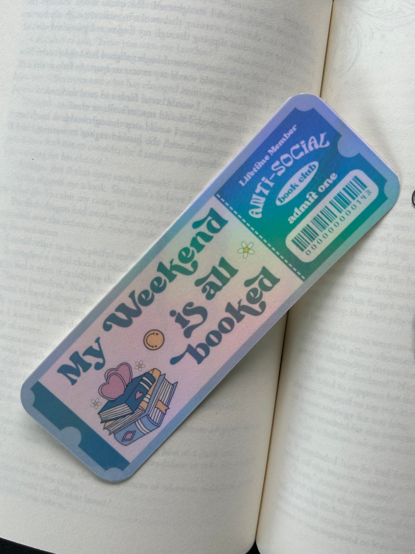 Anti Social Book Club Ticket - Bookmark (Pink & Green Holographic)