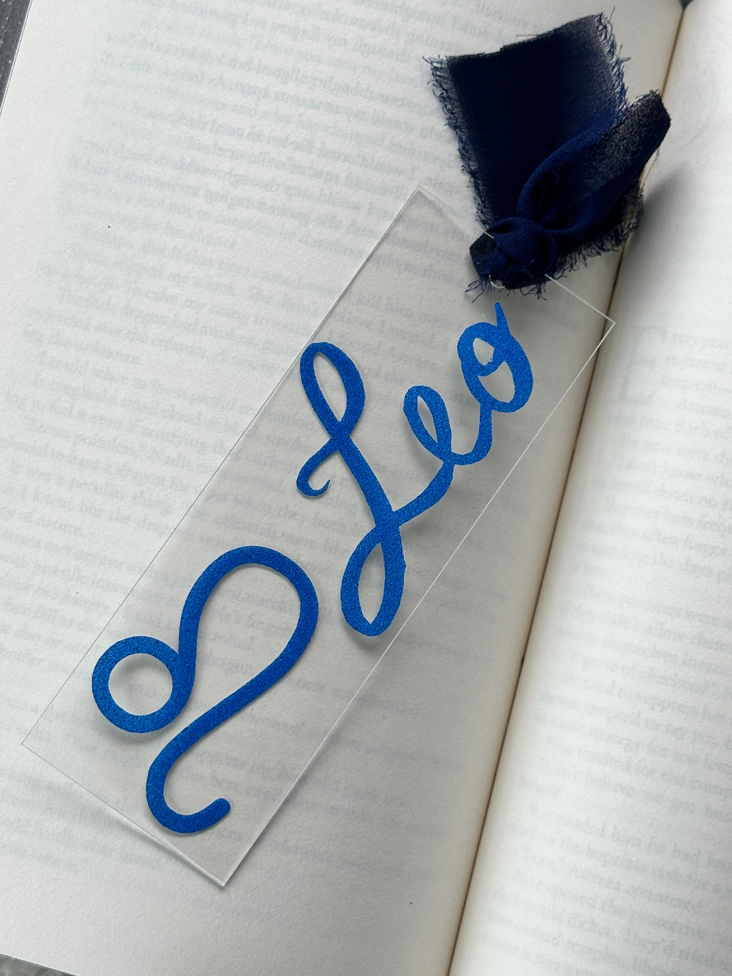 Zodiac - Leo - Acrylic Bookmark (Blue Glitter)