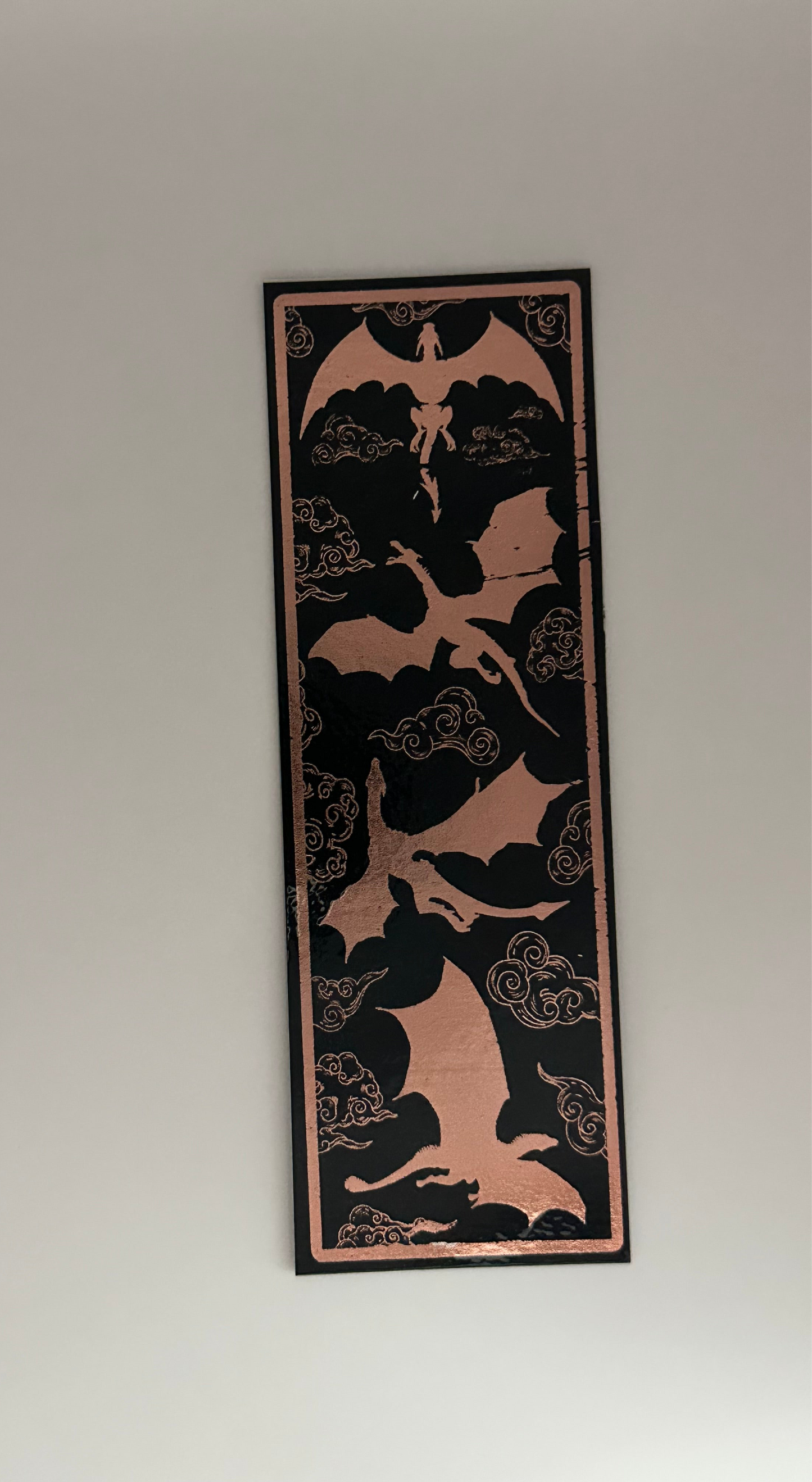 Dragons - Foil Bookmark - (Rose Gold)