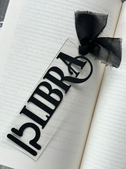 Zodiac - Libra - Acrylic Bookmark (Black Glitter)