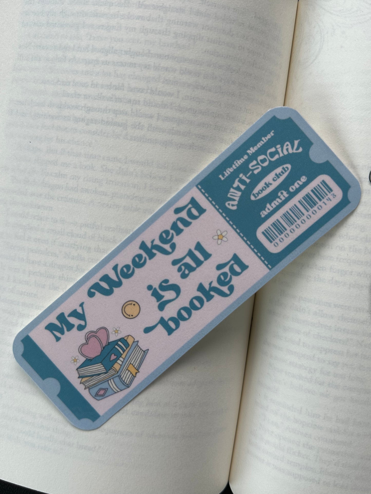 Anti Social Book Club Ticket - Bookmark (Pink & Green)