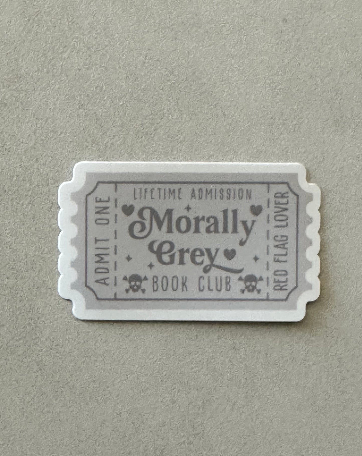 Morally Grey Book Club Ticket - Dark - Sticker